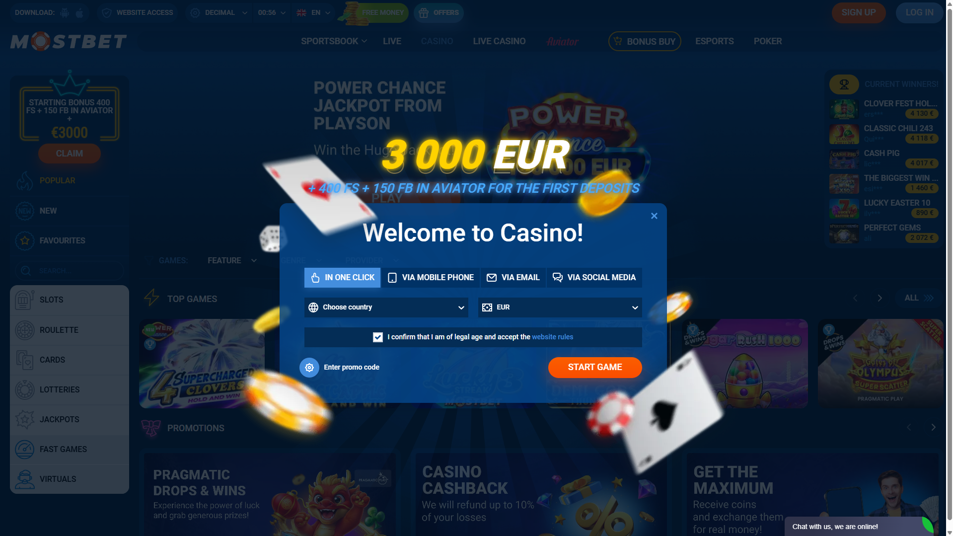 Registration at Mostbet