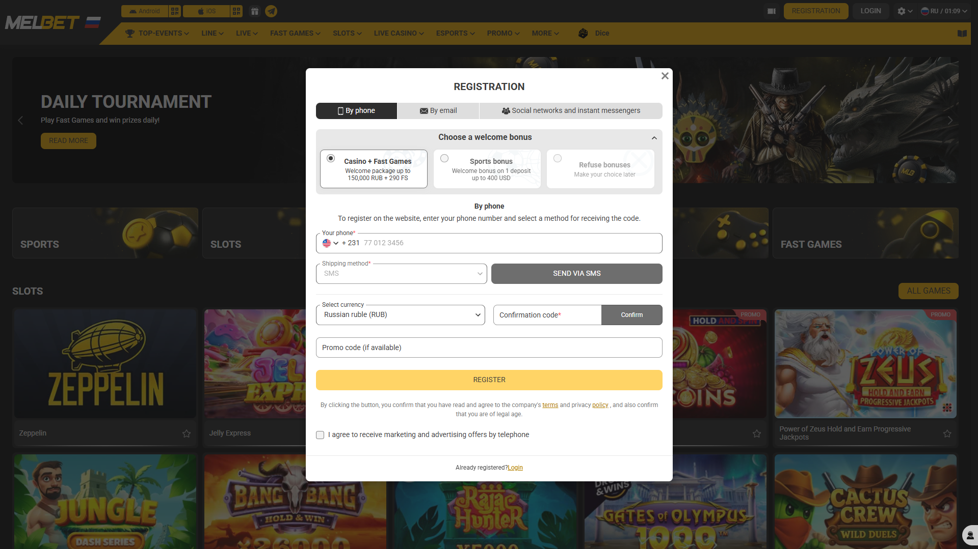 Melbet registration