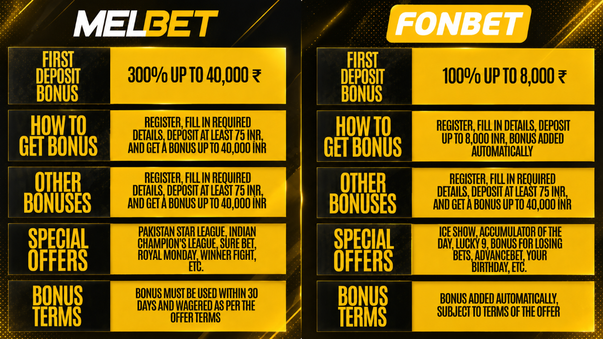 Melbet bonus comparison