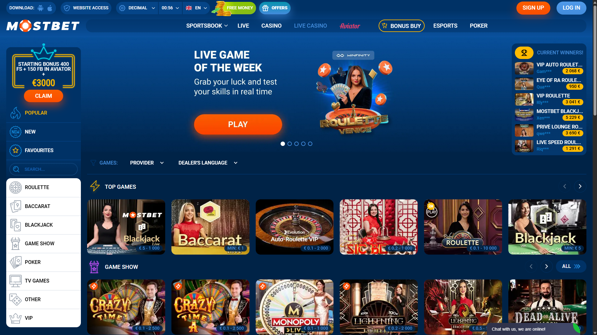 Mostbet Live Casino