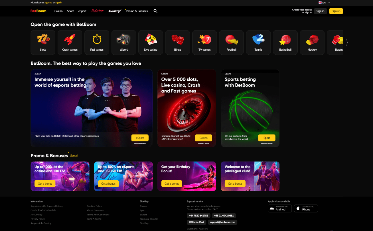 BetBoom mobile app interface