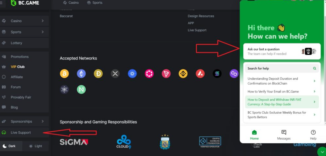 BC Game crypto wallet
