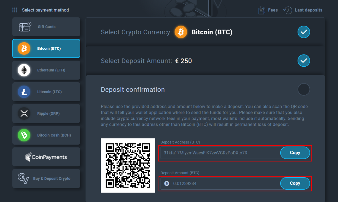 Crypto casino payments